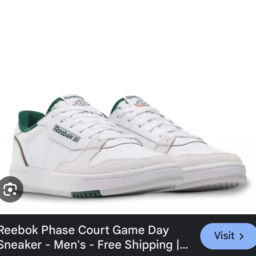 Reebok Classic White and Green Shoes